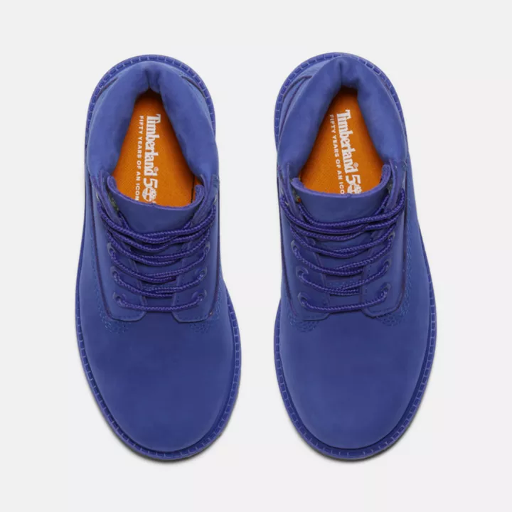 Timberland 50th Edition Premium 6-Inch Waterproof Boot for Youth in Blue