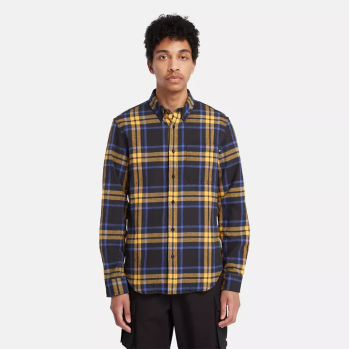 Checked Flannel Shirt for Men in Black/Blue/Yellow