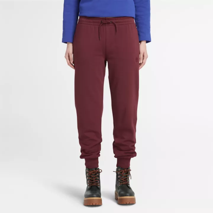 Embroidered Tree-logo Tracksuit Bottoms for Women in Burgundy