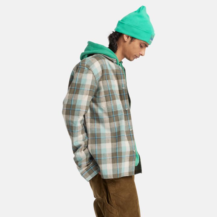 Windham Flannel Shirt for Men in Teal/Grey/White