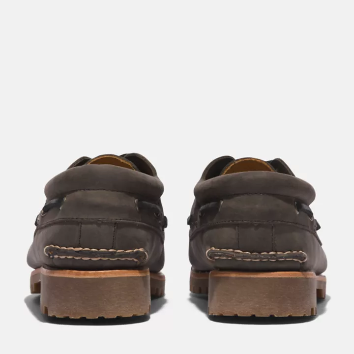 3-Eye Lug Handsewn Boat Shoe for Men in Grey