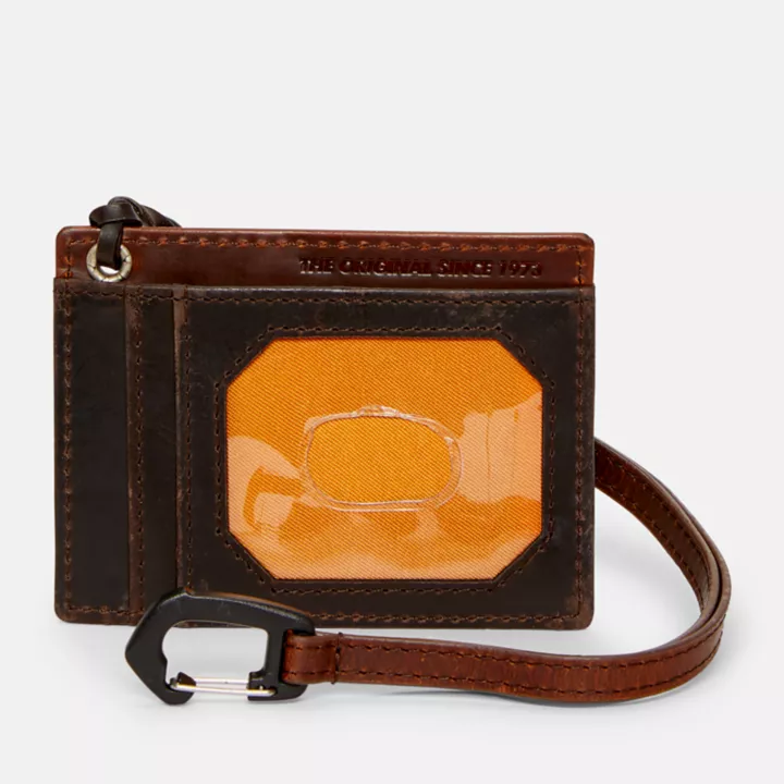 Leather Lanyard Card Case for Men in Brown