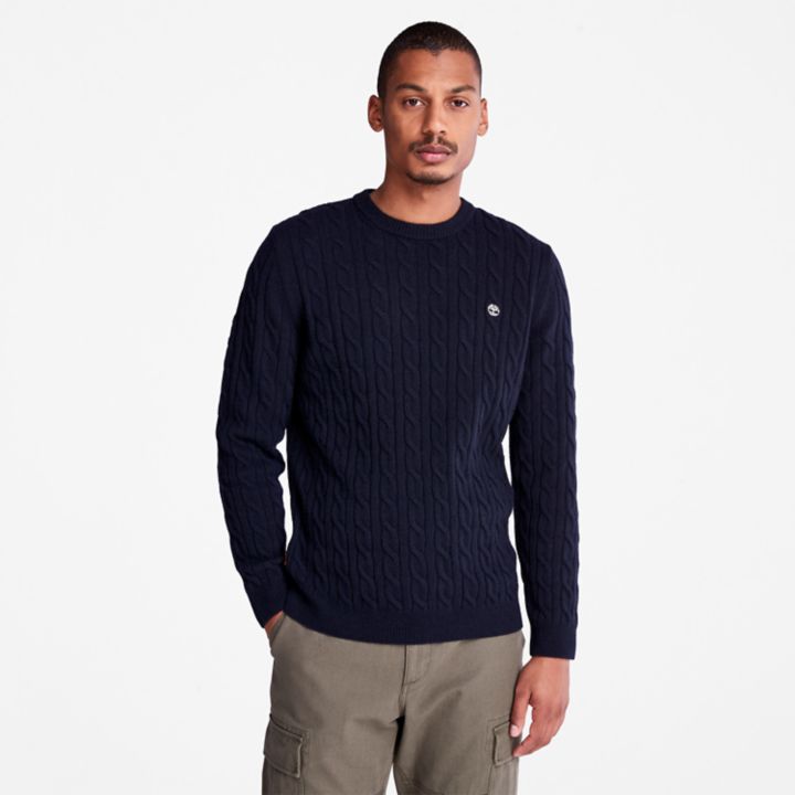 Phillips Brook Cable-knit Crew Jumper for Men in Navy