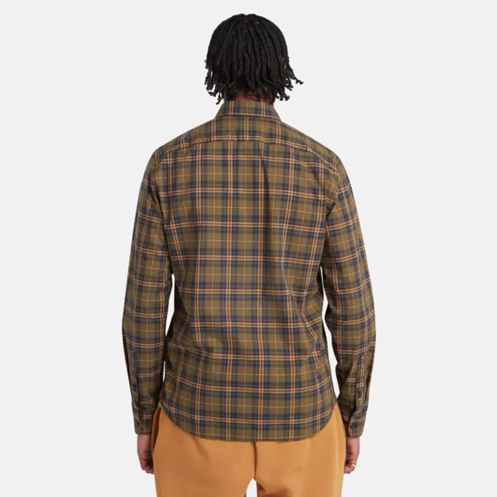 Stretch Poplin Tartan Shirt for Men in Green