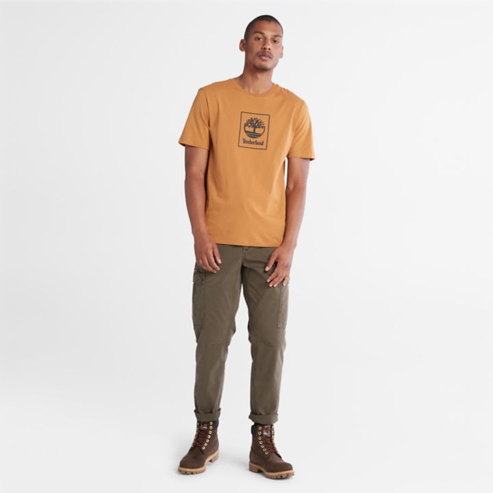 Stack Logo T-Shirt for Men in Orange