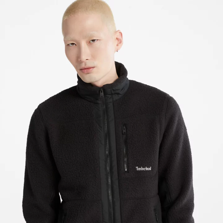 Sherpa Fleece Jacket for Men in Black