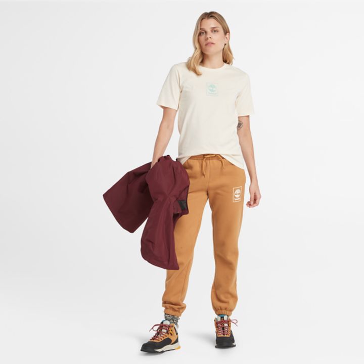 Stack Logo T-Shirt for Women in Beige