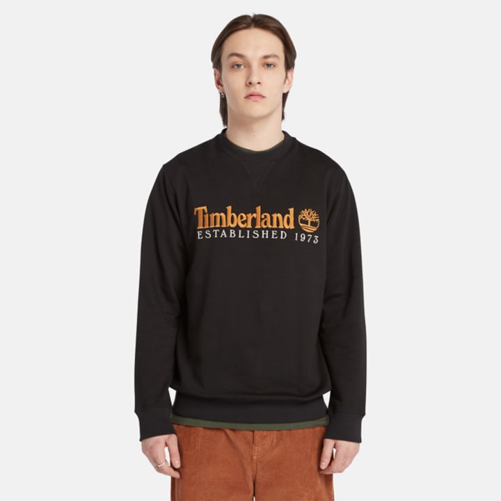 Est. 1973 Logo Crew Sweatshirt for Men in Black