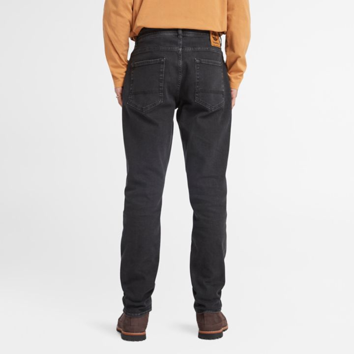 Stretch Washed Black Denim Jeans for Men in Dark Grey