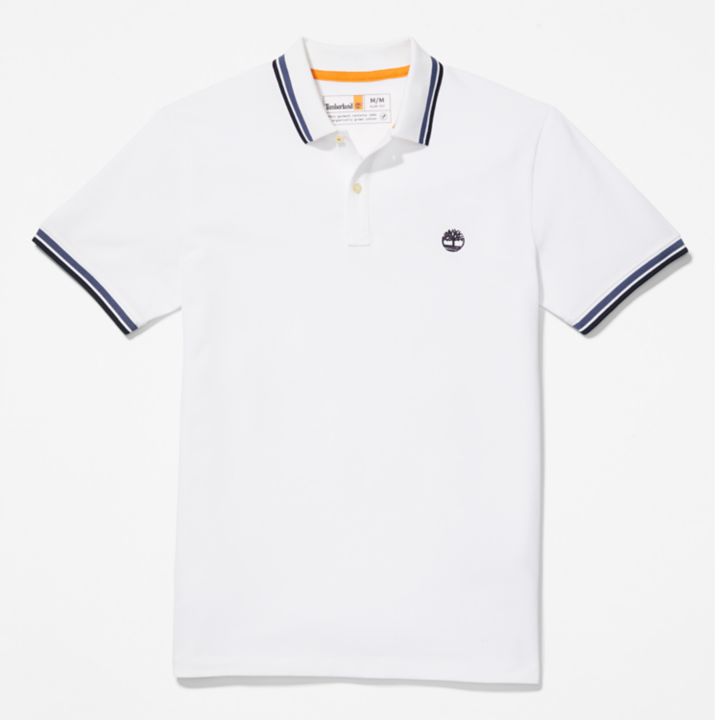 Millers River Tipped Polo Shirt for Men in White