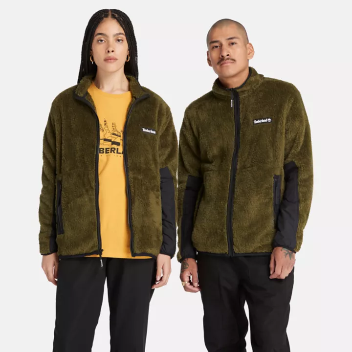 All Gender High Pile Fleece Jacket in Green