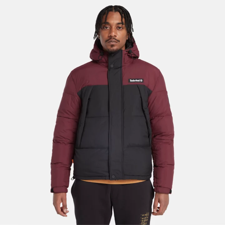 Outdoor Archive Puffer Jacket for Men in Burgundy