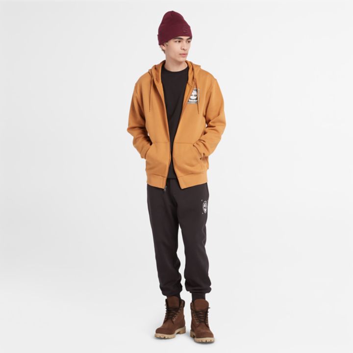 Buffalo Plaid Hoody Sweatshirt for Men in Orange