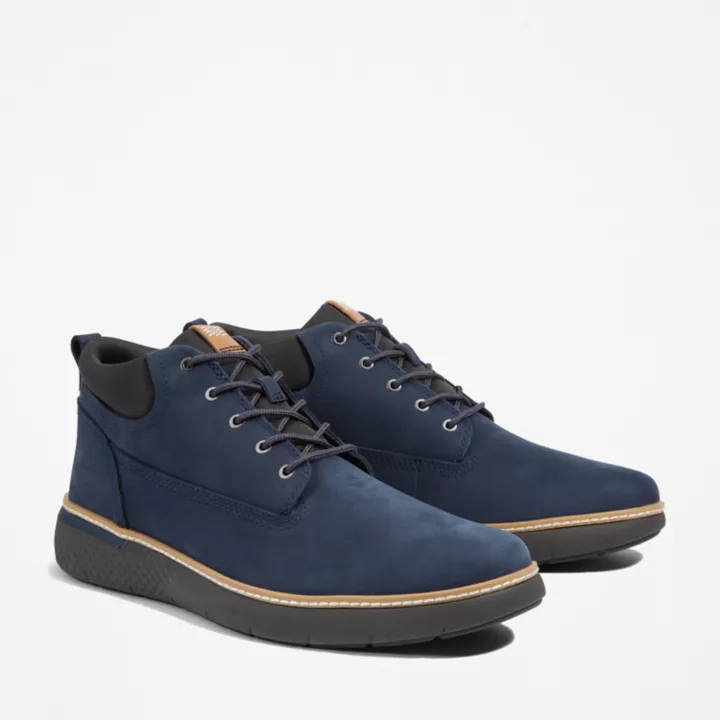 Cross Mark Leather Chukka for Men in Navy