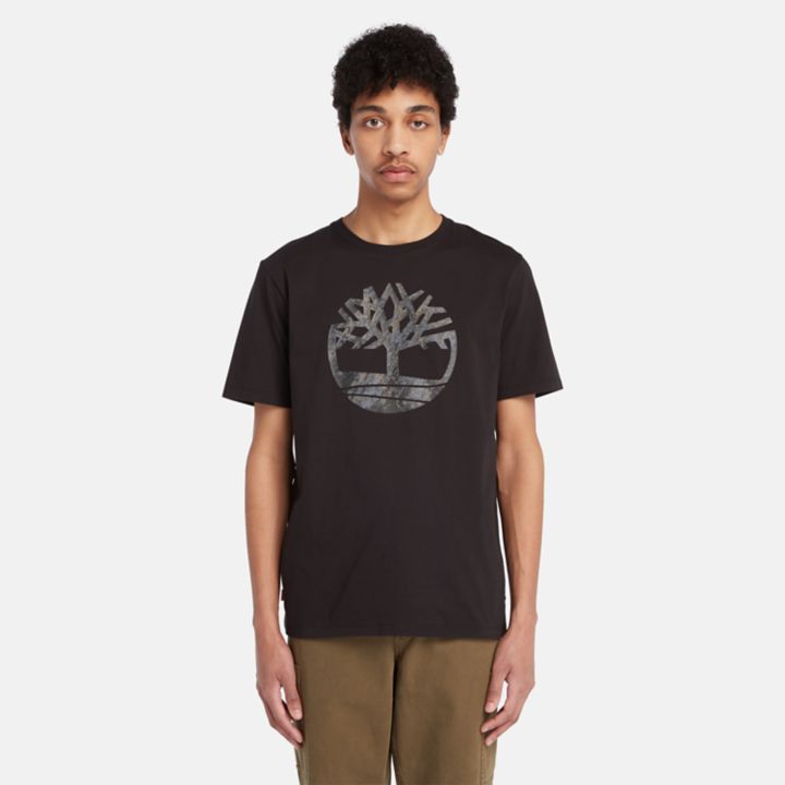 Camo Tree Logo T-Shirt for Men in Black