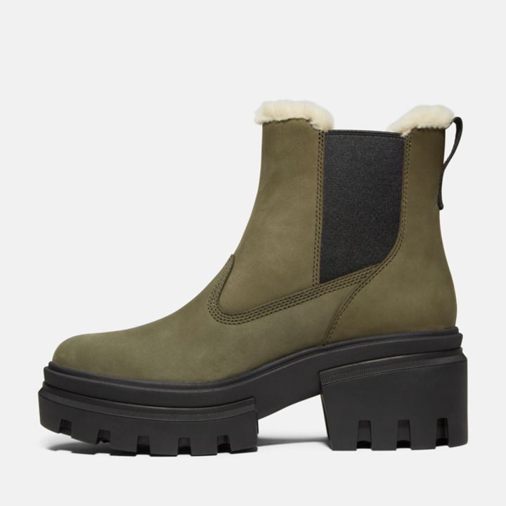 Everleigh Warm Lined Chelsea Boot for Women in Dark Green
