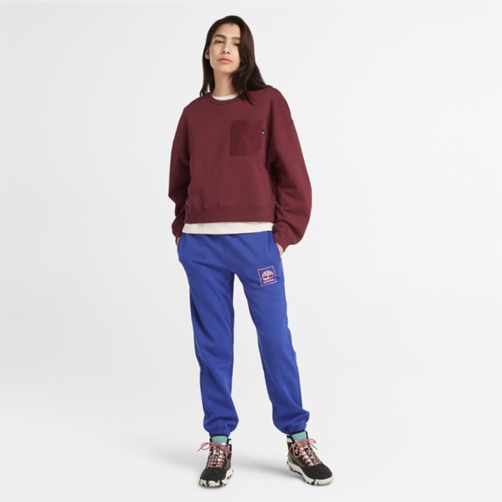 Textured Crew Sweatshirt for Women in Burgundy