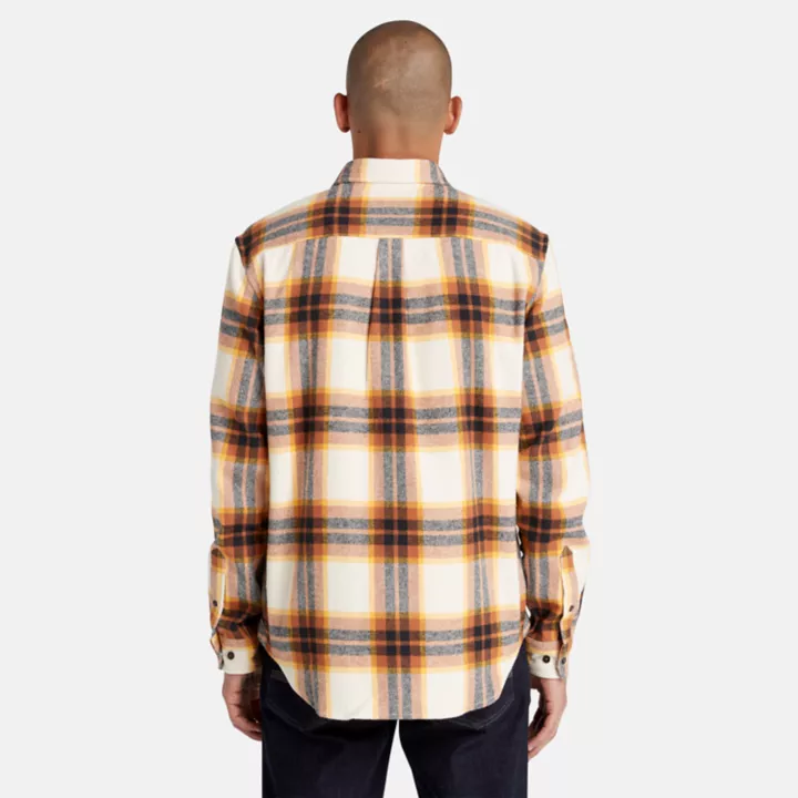 Checked Flannel Shirt for Men in White/Orange