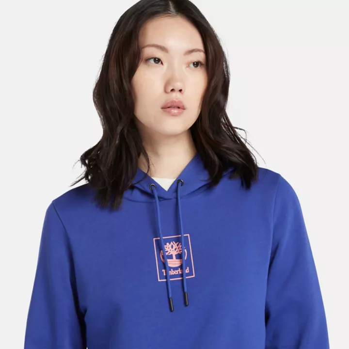 Small Stack Logo Hoodie for Women in Blue