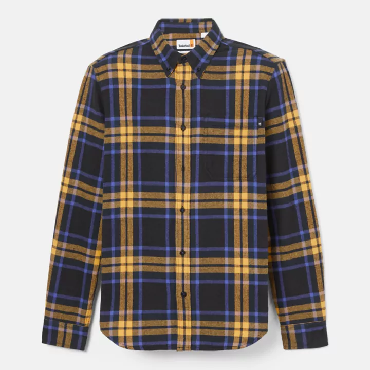 Checked Flannel Shirt for Men in Black/Blue/Yellow