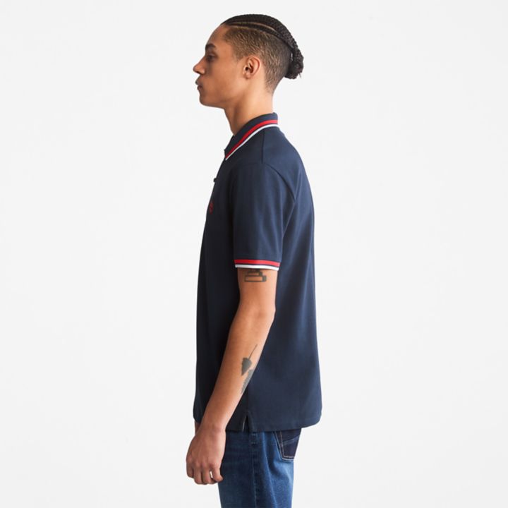 Millers River Tipped Polo Shirt for Men in Navy