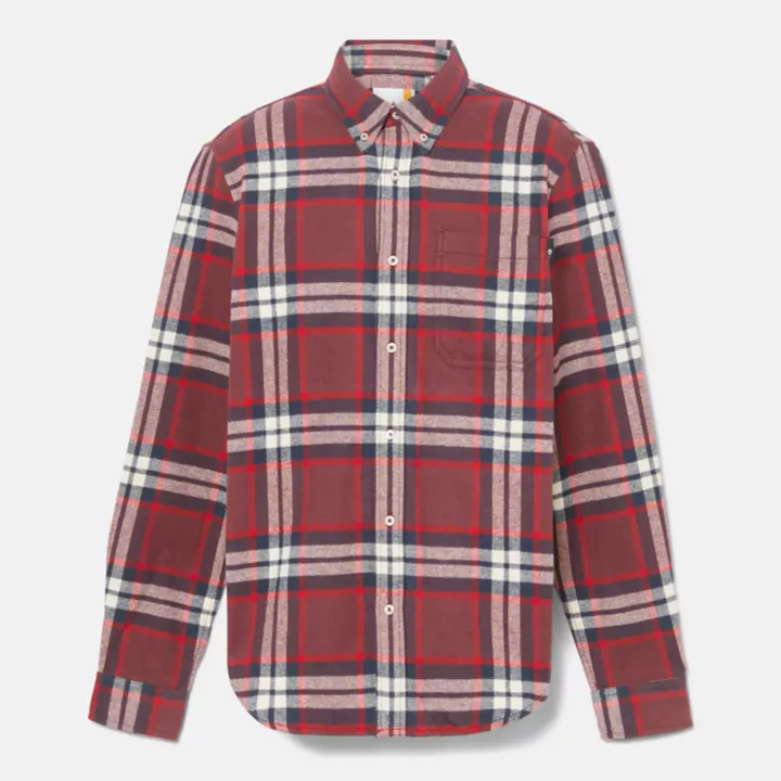 Checked Flannel Shirt for Men in Burgundy/Red/White