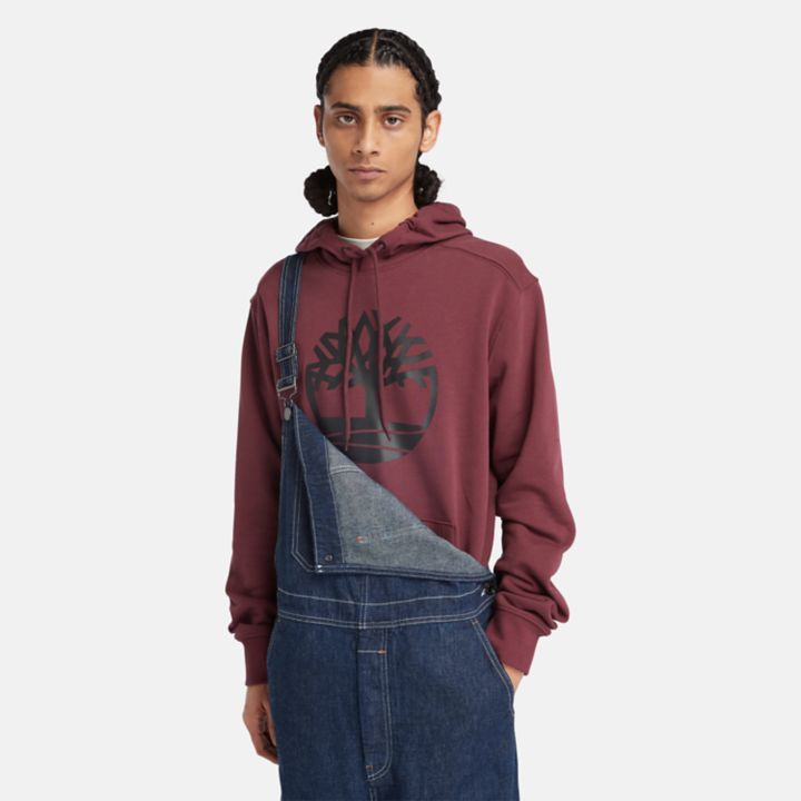 Timberland Tree Logo Hoodie for Men in Burgundy