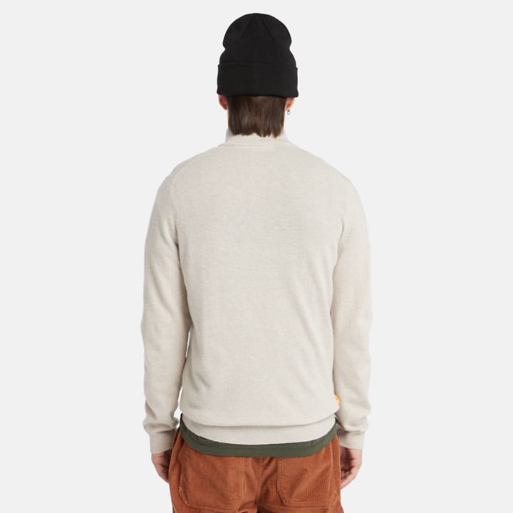 Cohas Brook Zip-Neck Jumper for Men in Beige