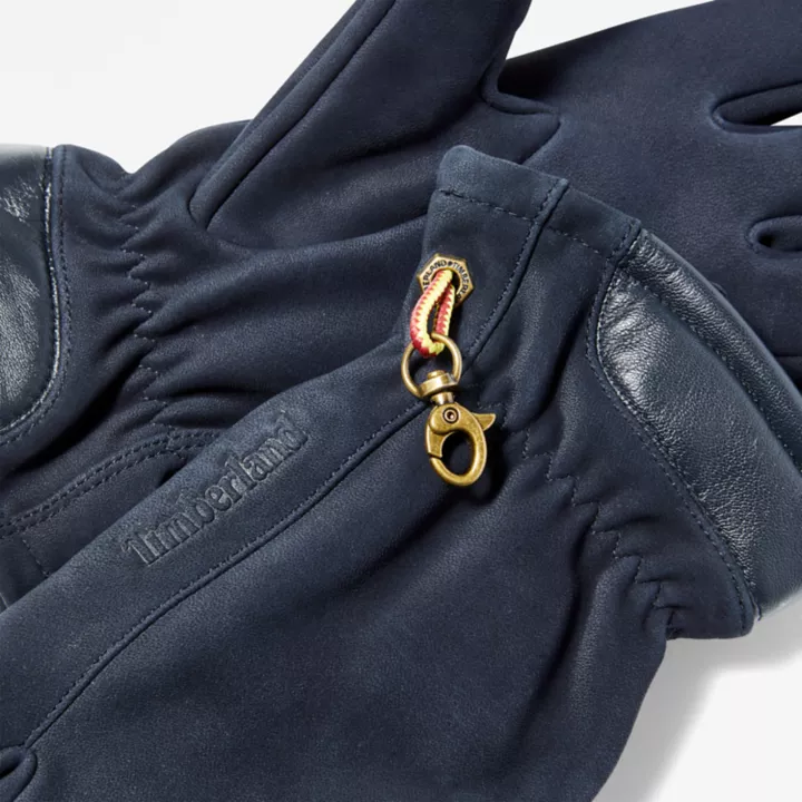 Winter Hill Leather Gloves with Touchscreen Tips for Men in Navy