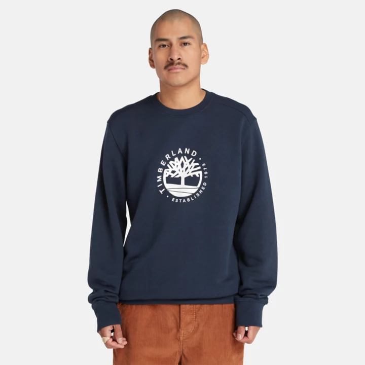 All Gender Crew Sweatshirt with Refibra Technology in Navy