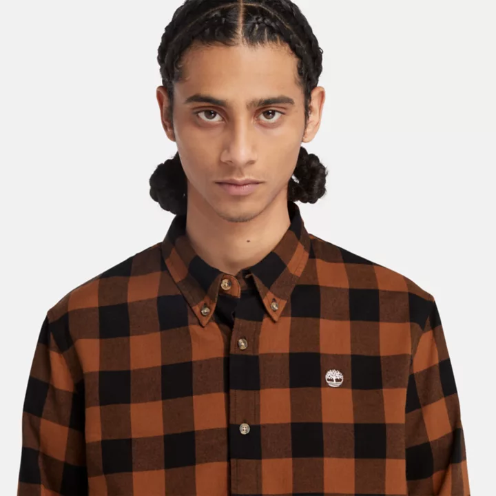 Mascoma River Long-Sleeve Check Shirt for Men in Brown