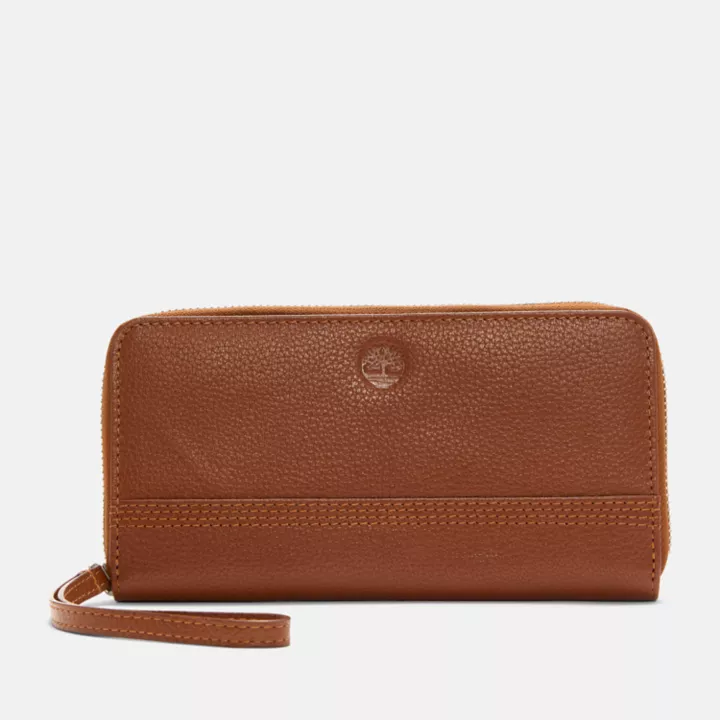 Leather Large Zip-Around for Women in Brown