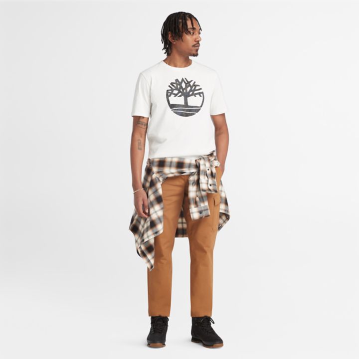 Camo Tree Logo T-Shirt for Men in White