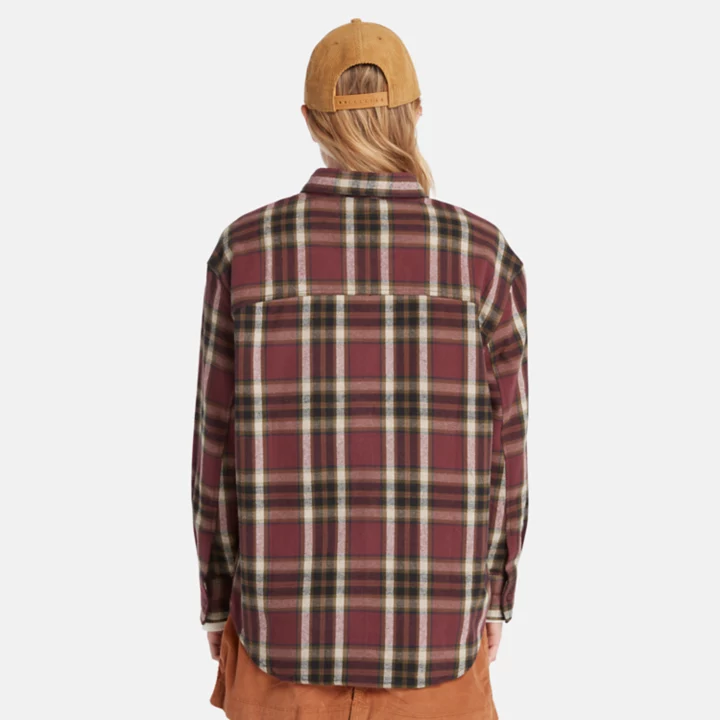 Flannel Overshirt for Women in Burgundy