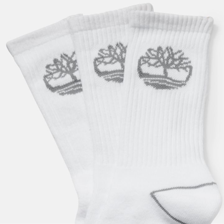 3 Pair Pack Bowden Crew Socks in White