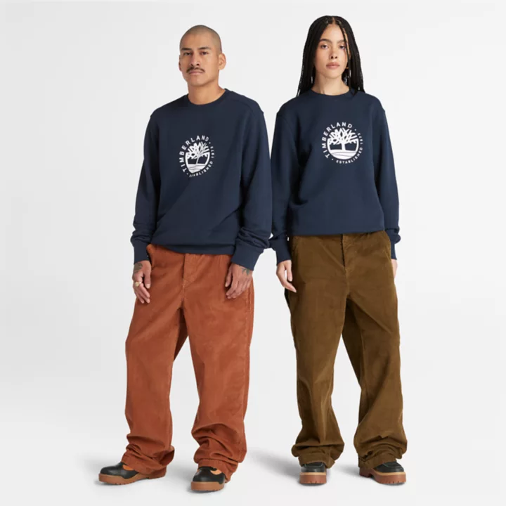 All Gender Crew Sweatshirt with Refibra Technology in Navy