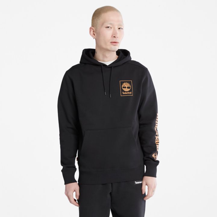 Stacked Logo Hoodie for Men in Black
