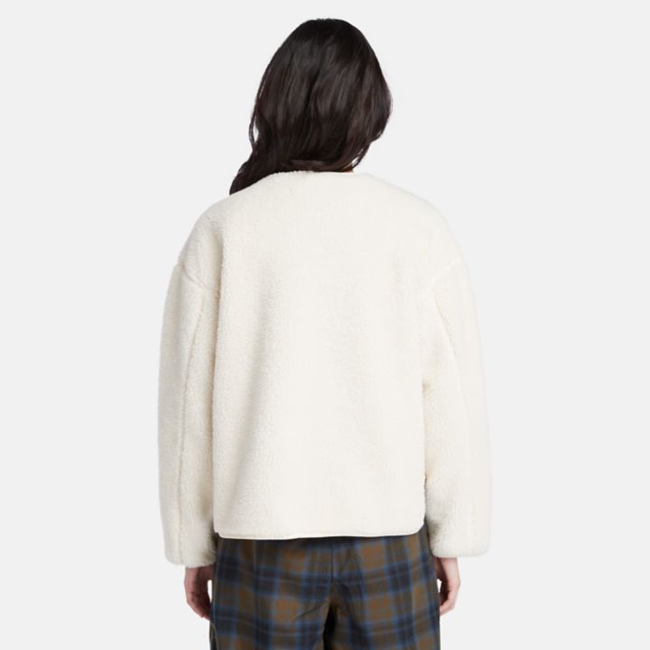 Fleece Bomber Jacket for Women in Beige