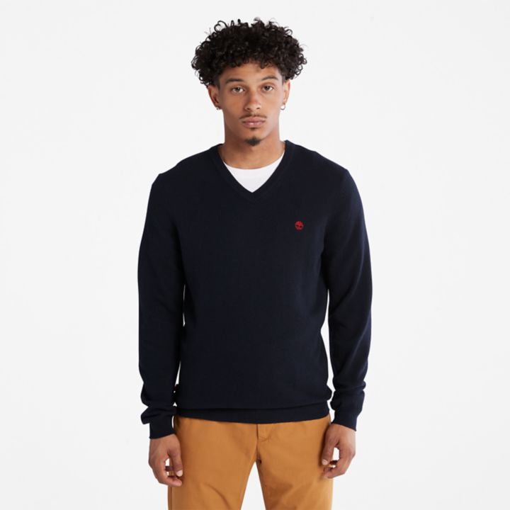 Cohas Brook V-Neck  Jumper for Men in Navy