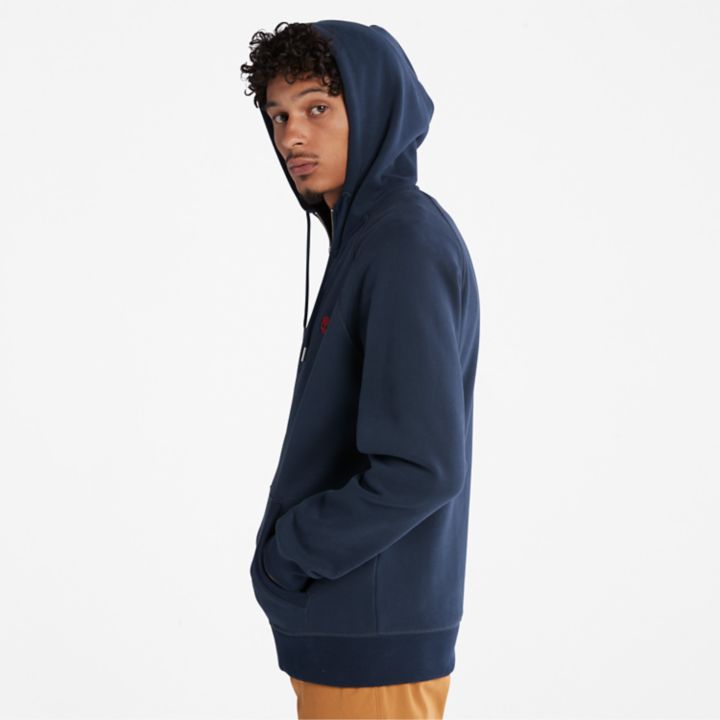 Exeter River Zip-Front Fleece Hoodie for Men in Navy