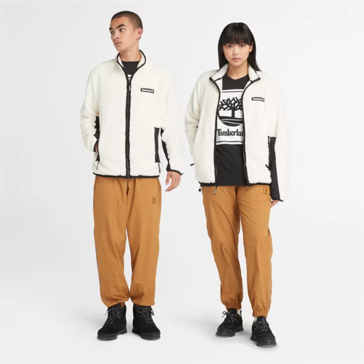 All Gender High Pile Fleece Jacket in White
