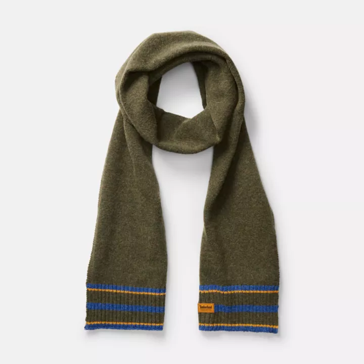 Multi-stripe Tip Scarf for Men in Green