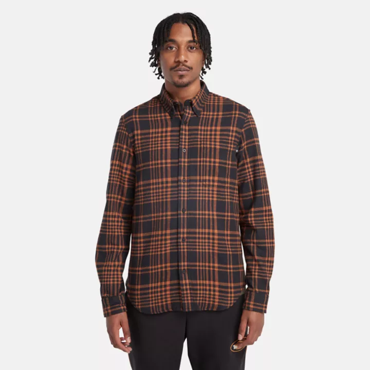 Heavy Flannel Check Shirt for Men in Black