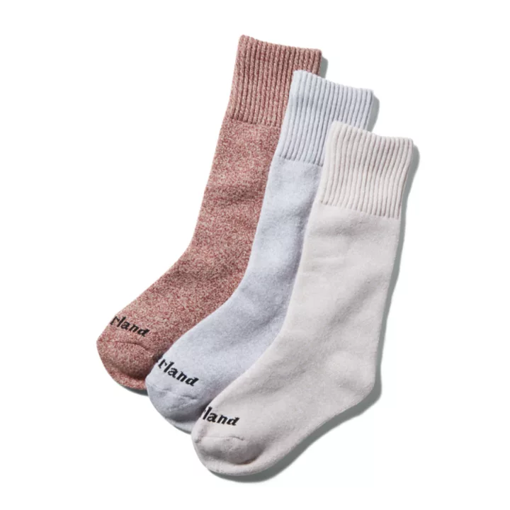 Three Pack Marled Crew Socks Gift Box for Women in Pink