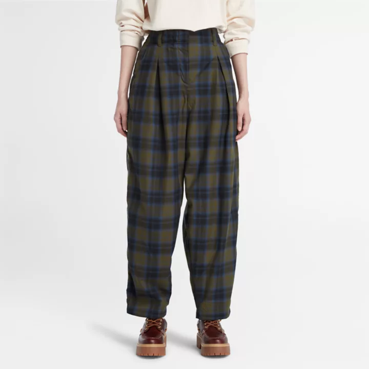 Plaid Trousers for Women in Green