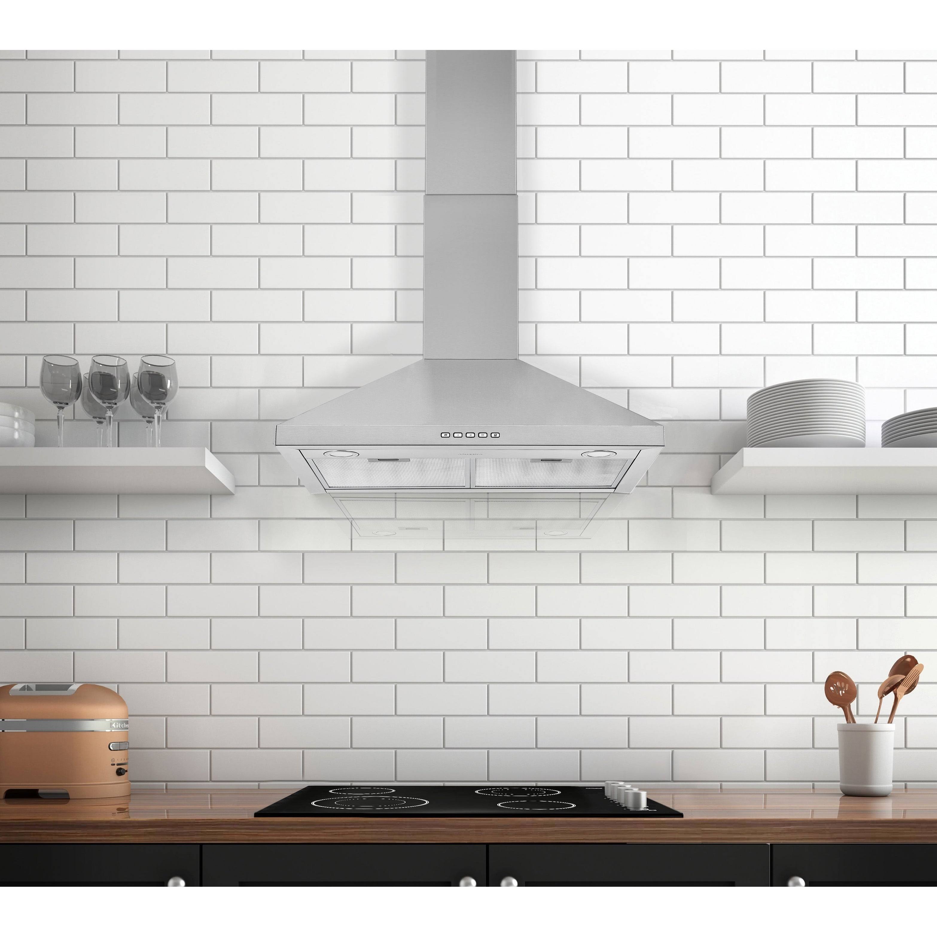 Ancona AN1544 30 in. Convertible WallMounted Pyramid Range Hood in