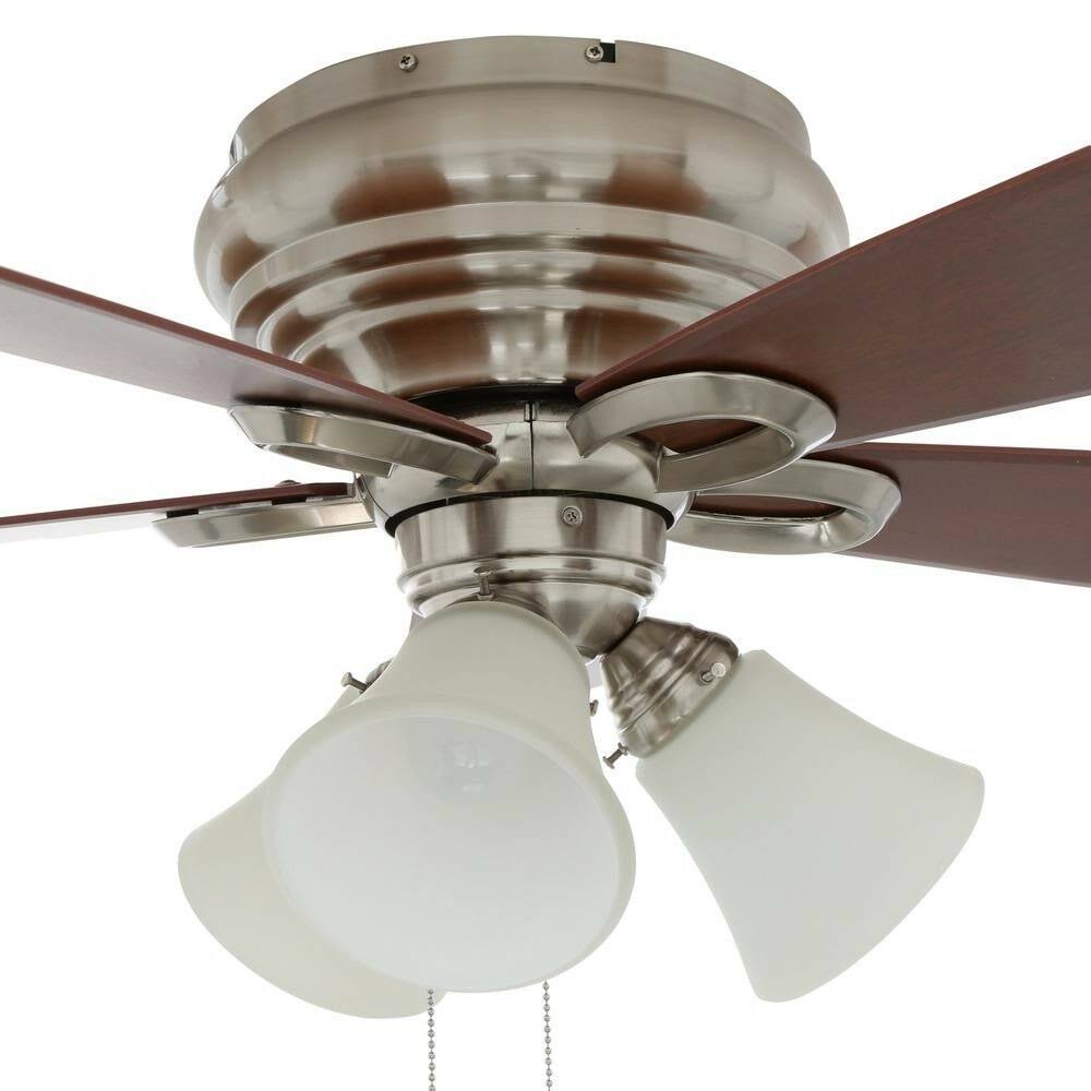 Hampton Bay Maris 44 in. Indoor Brushed Nickel Ceiling Fan LED Light ...