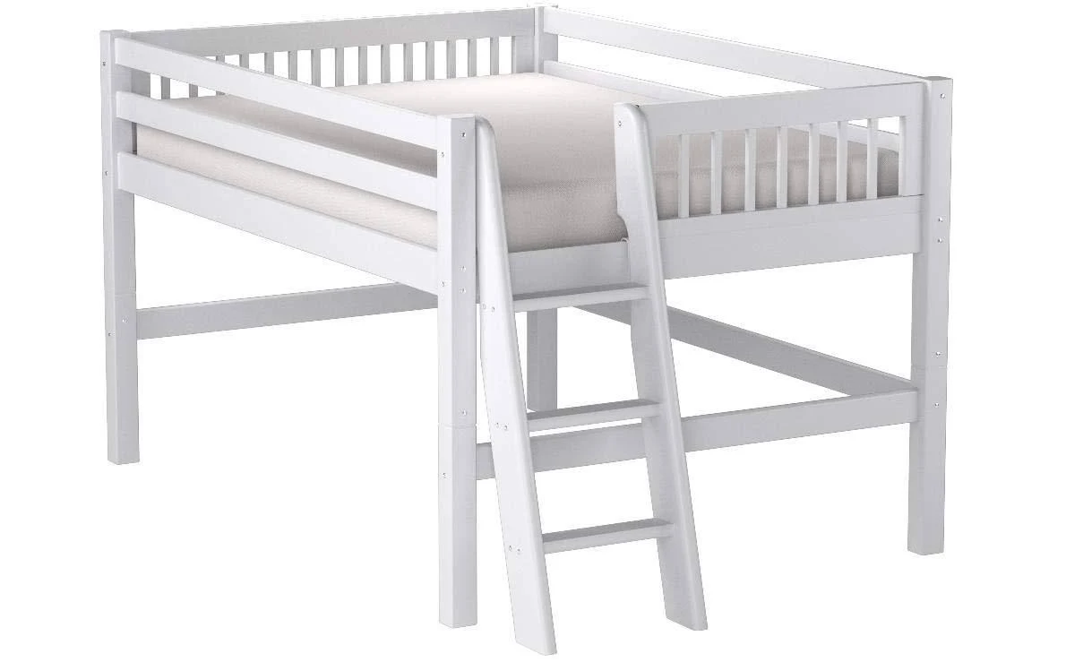 Camaflexi Twin, Low Loft Bed, Mission Headboard, Lateral Ladder, White ...