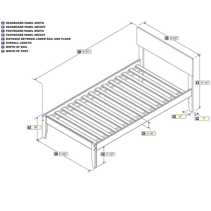 Atlantic Furniture Orlando Espresso Bed with Open Foot Rail Twin
