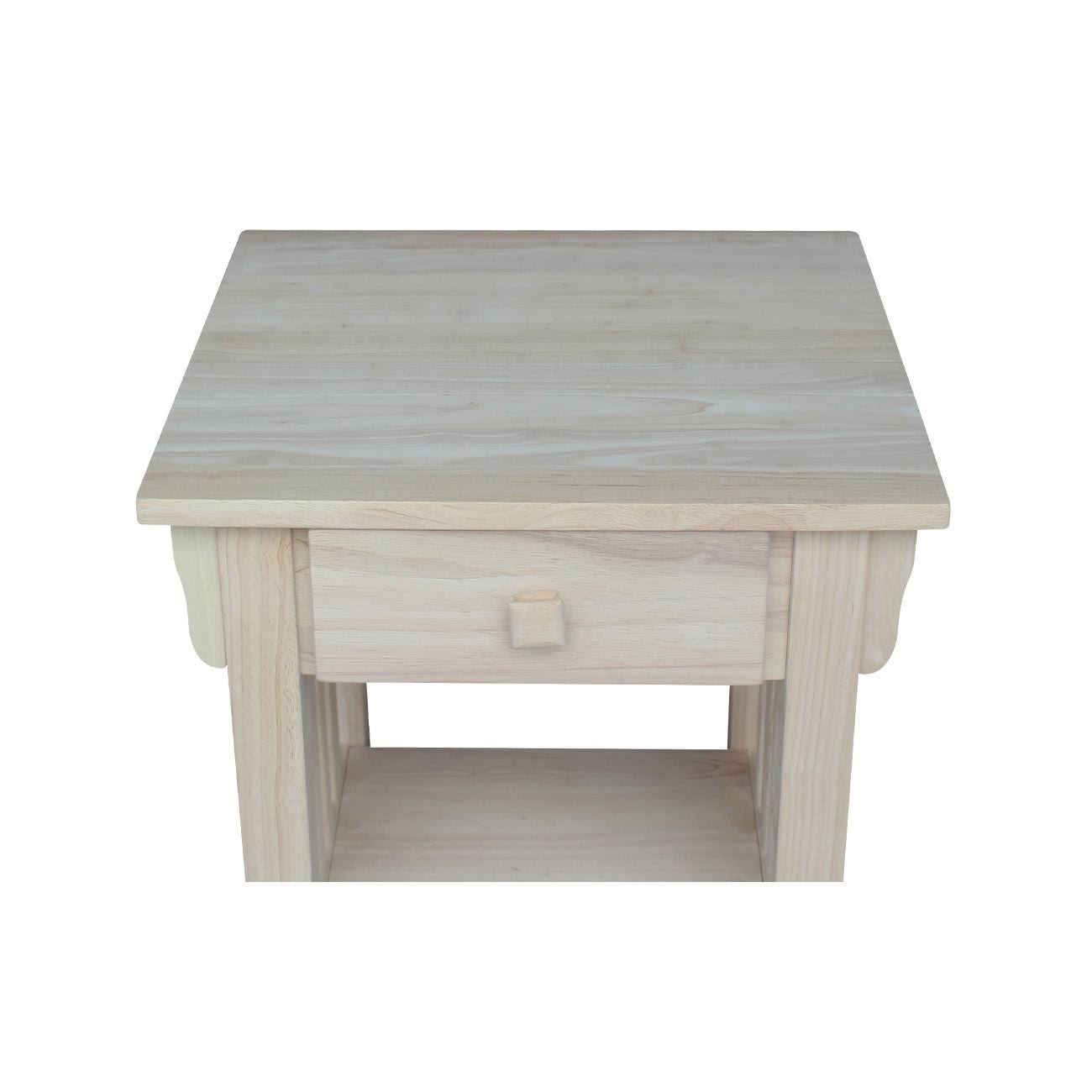 International Concepts Mission End Table Unfinished Wellnestcares